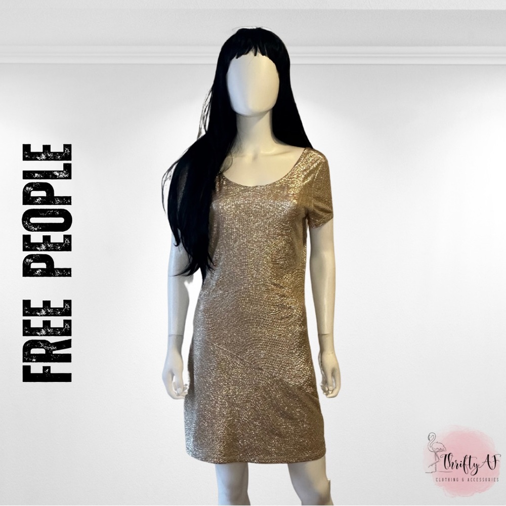 Free People Gold Moonage Daydream Bodycon Dress